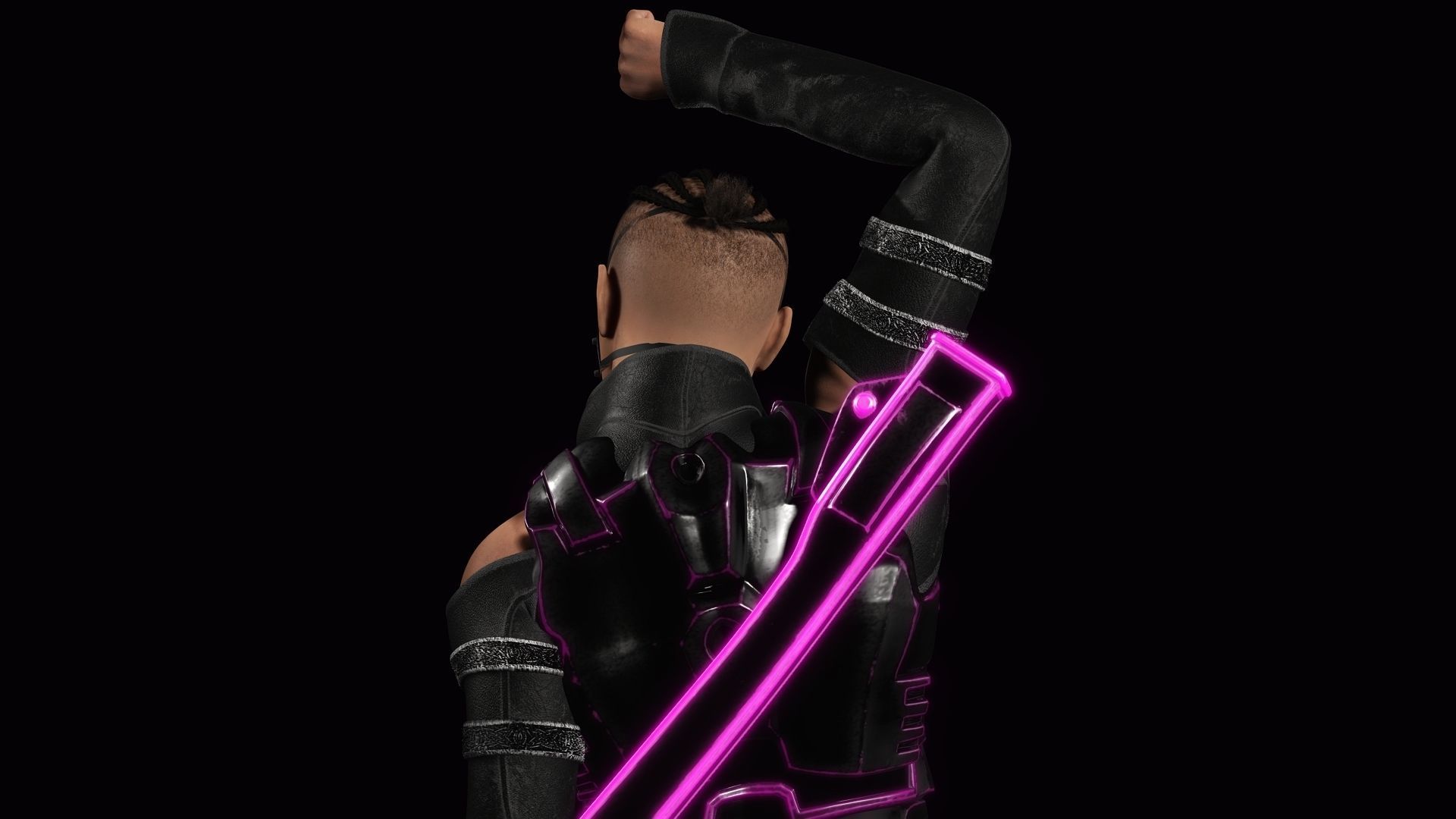 Futuristic Cyberpunk Samurai Low-poly 3D model_3