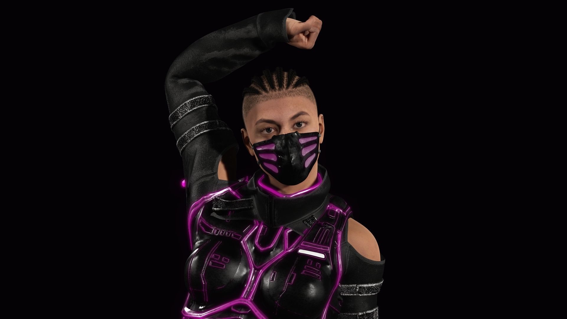 Futuristic Cyberpunk Samurai Low-poly 3D model_10