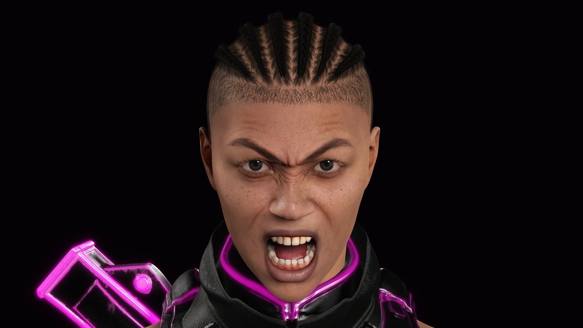 Futuristic Cyberpunk Samurai Low-poly 3D model_15