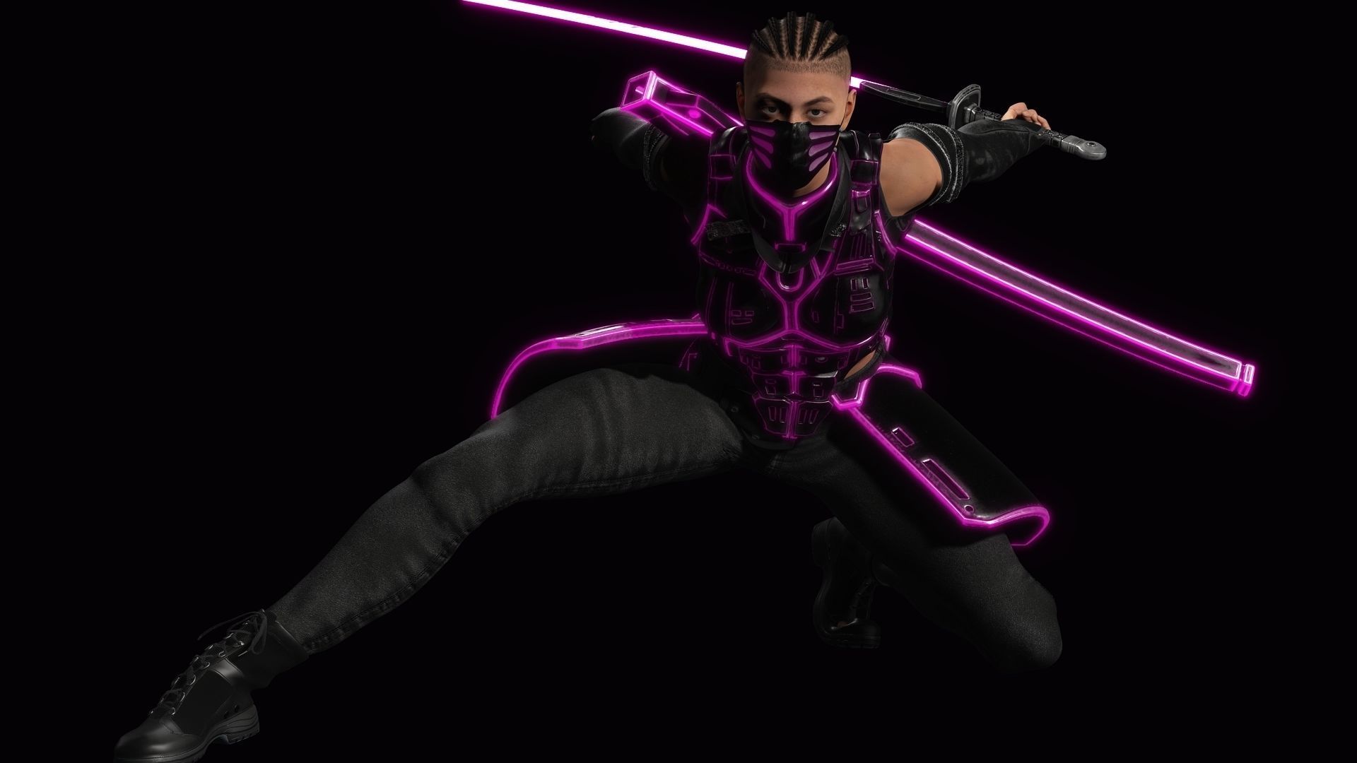 Futuristic Cyberpunk Samurai Low-poly 3D model_7