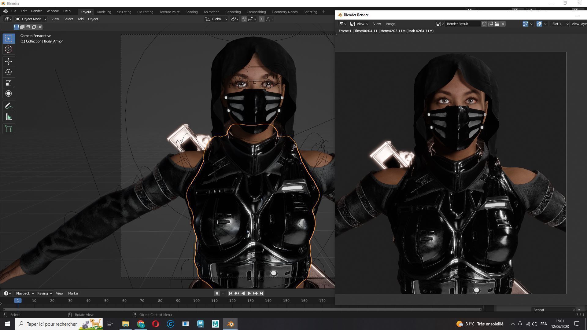 Futuristic Cyberpunk Samurai Low-poly 3D model_20