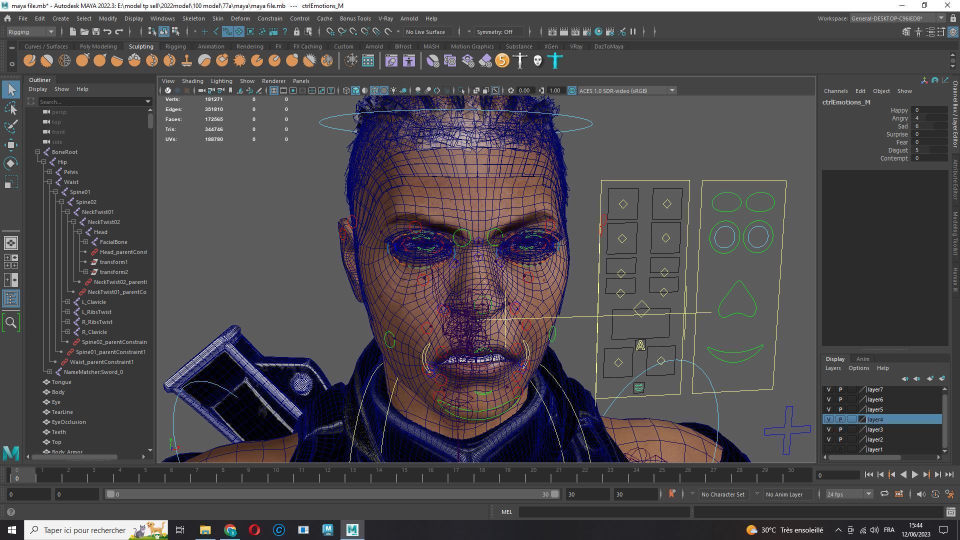 Futuristic Cyberpunk Samurai Low-poly 3D model_23
