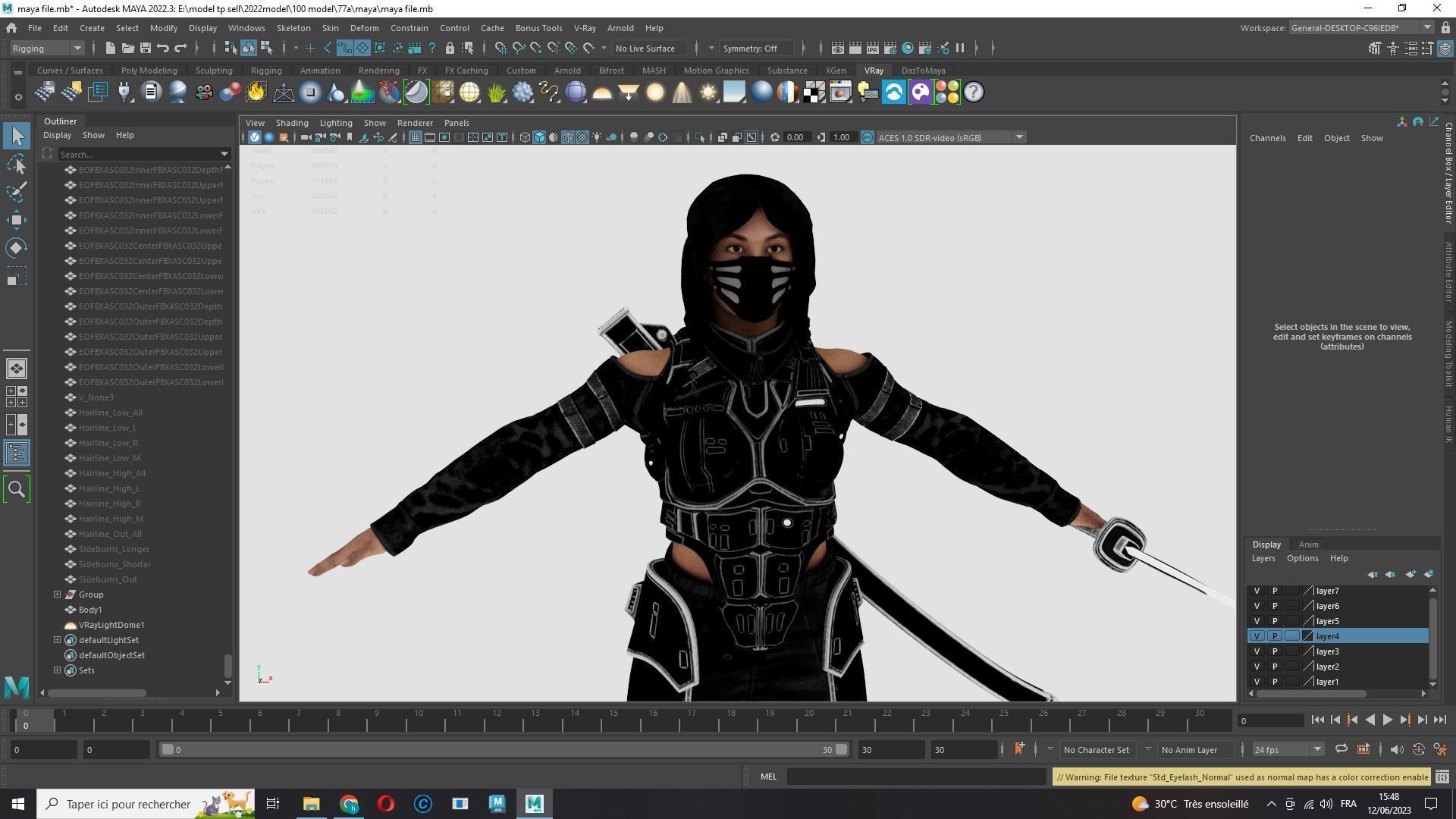 Futuristic Cyberpunk Samurai Low-poly 3D model_25