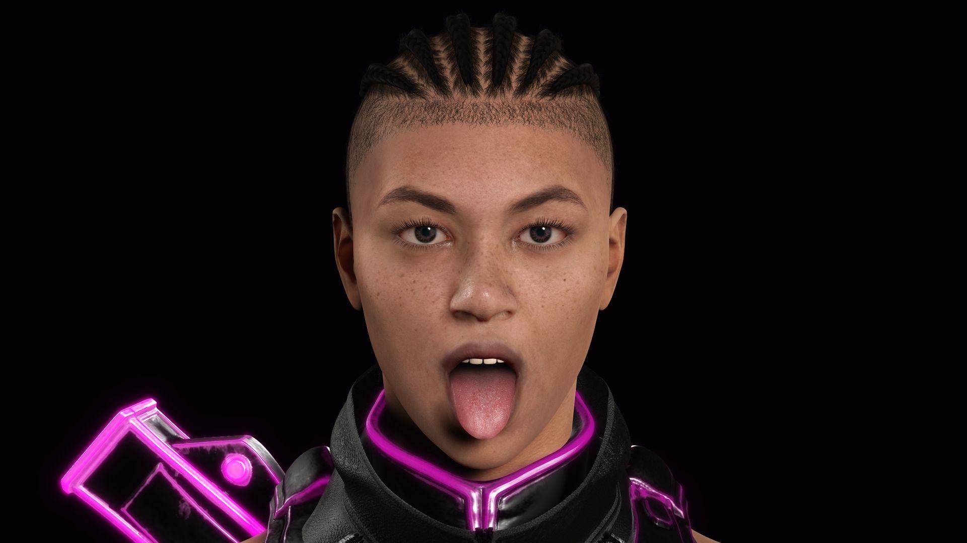 Futuristic Cyberpunk Samurai Low-poly 3D model_16