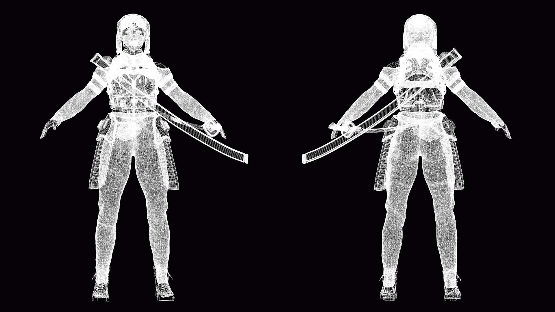 Futuristic Cyberpunk Samurai Low-poly 3D model_17