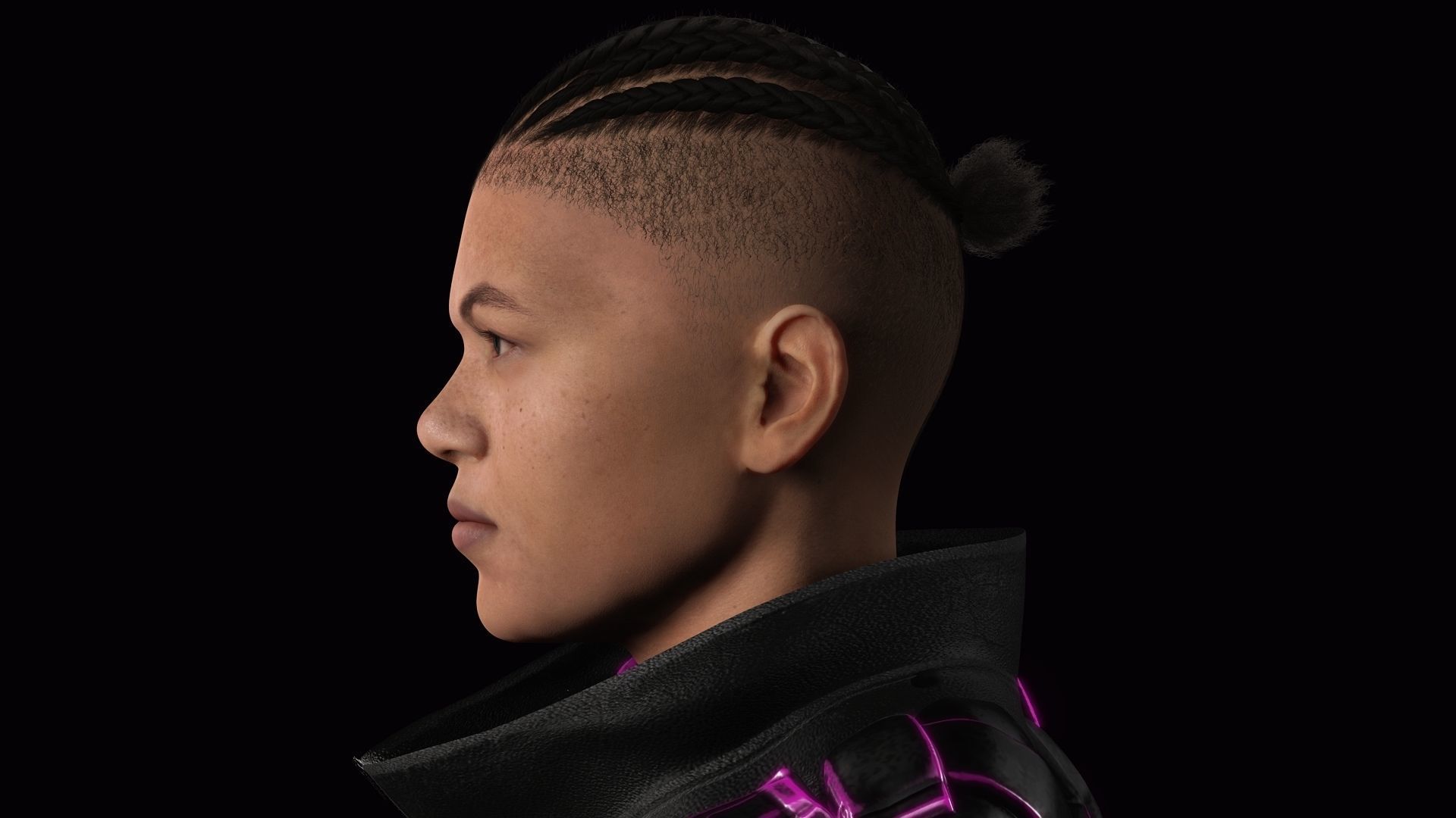 Futuristic Cyberpunk Samurai Low-poly 3D model_11