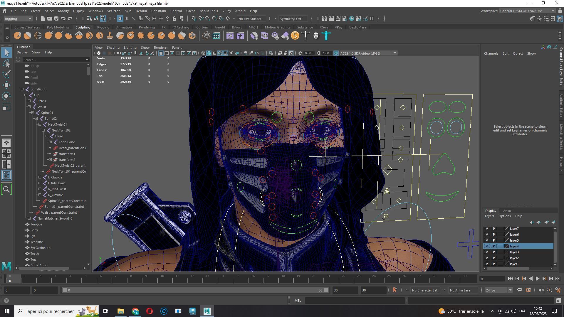 Futuristic Cyberpunk Samurai Low-poly 3D model_22