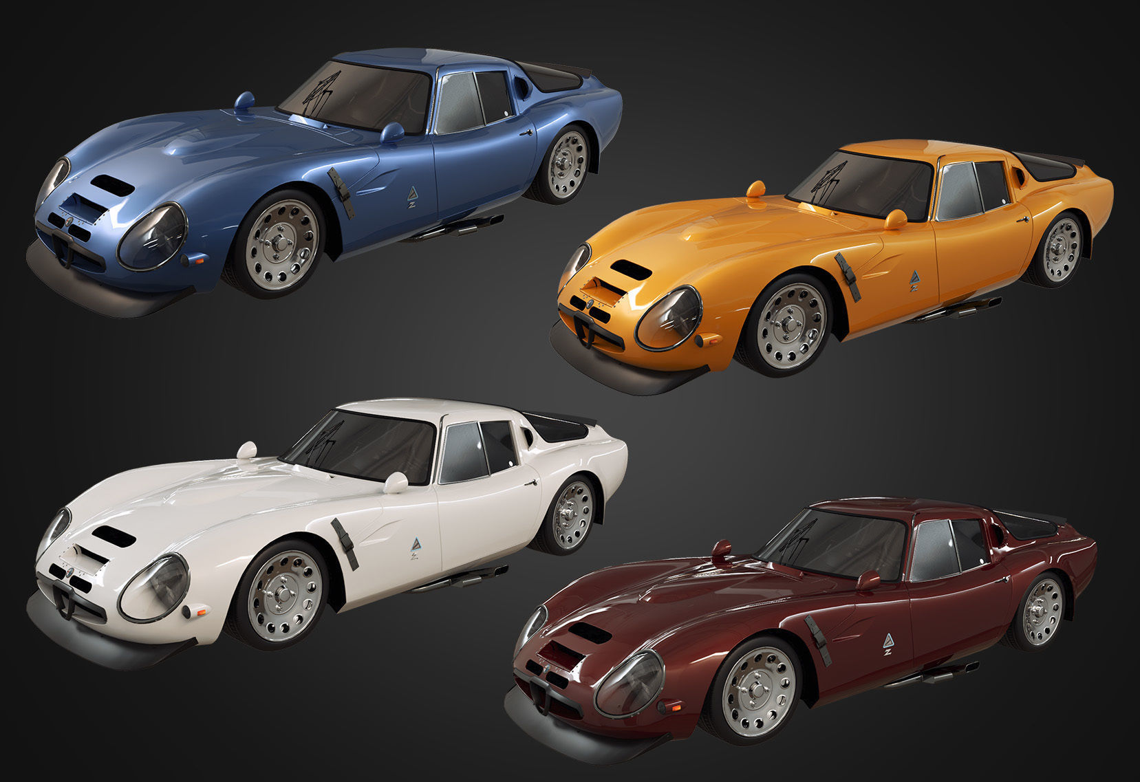  Alfa Romeo Giulia TZ2  1965 Low-poly 3D model_1