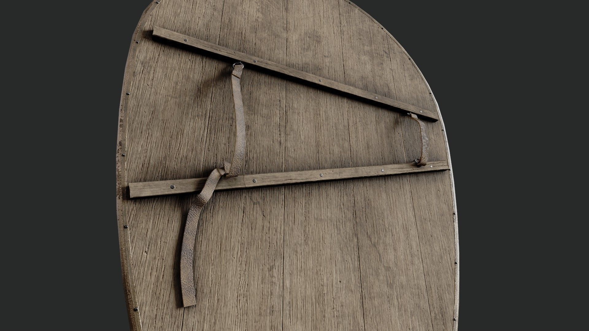 Slavic kite leather shield-painted white with radial symbol Low-poly 3D model_3