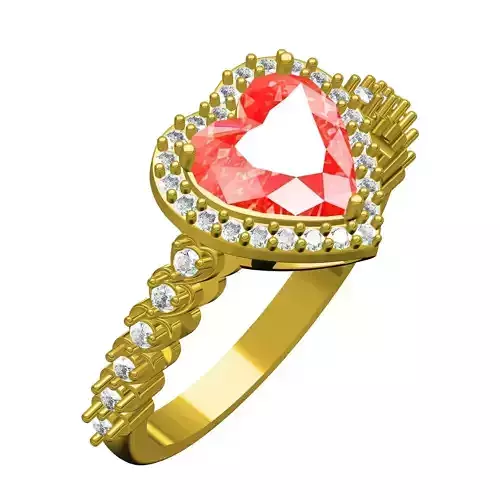 Heart Cut Diamond Halo Wedding Ring