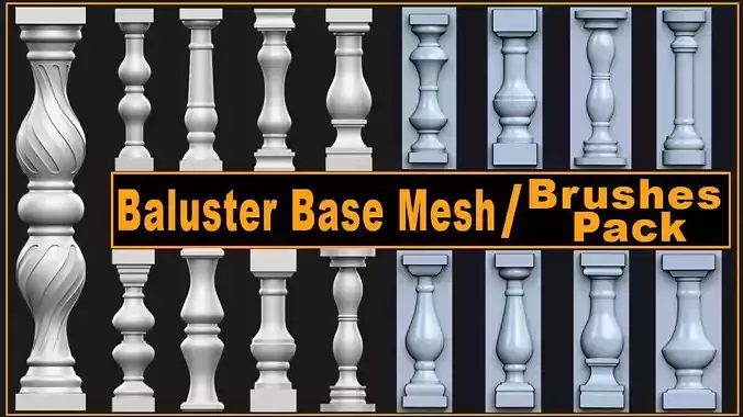 30 Baluster Base Mesh and Brushes Pack 