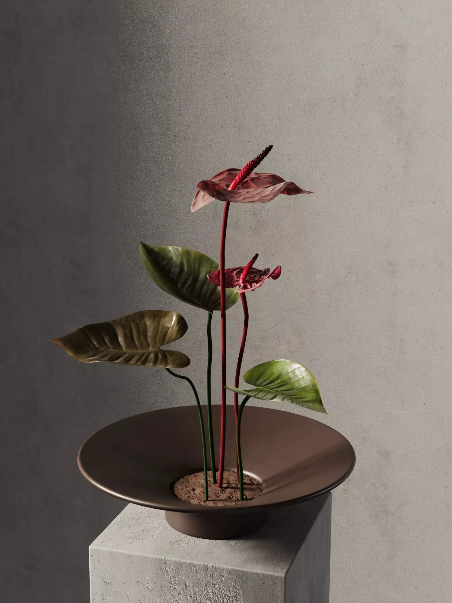 Anthurium Flower Tray 3D model_0