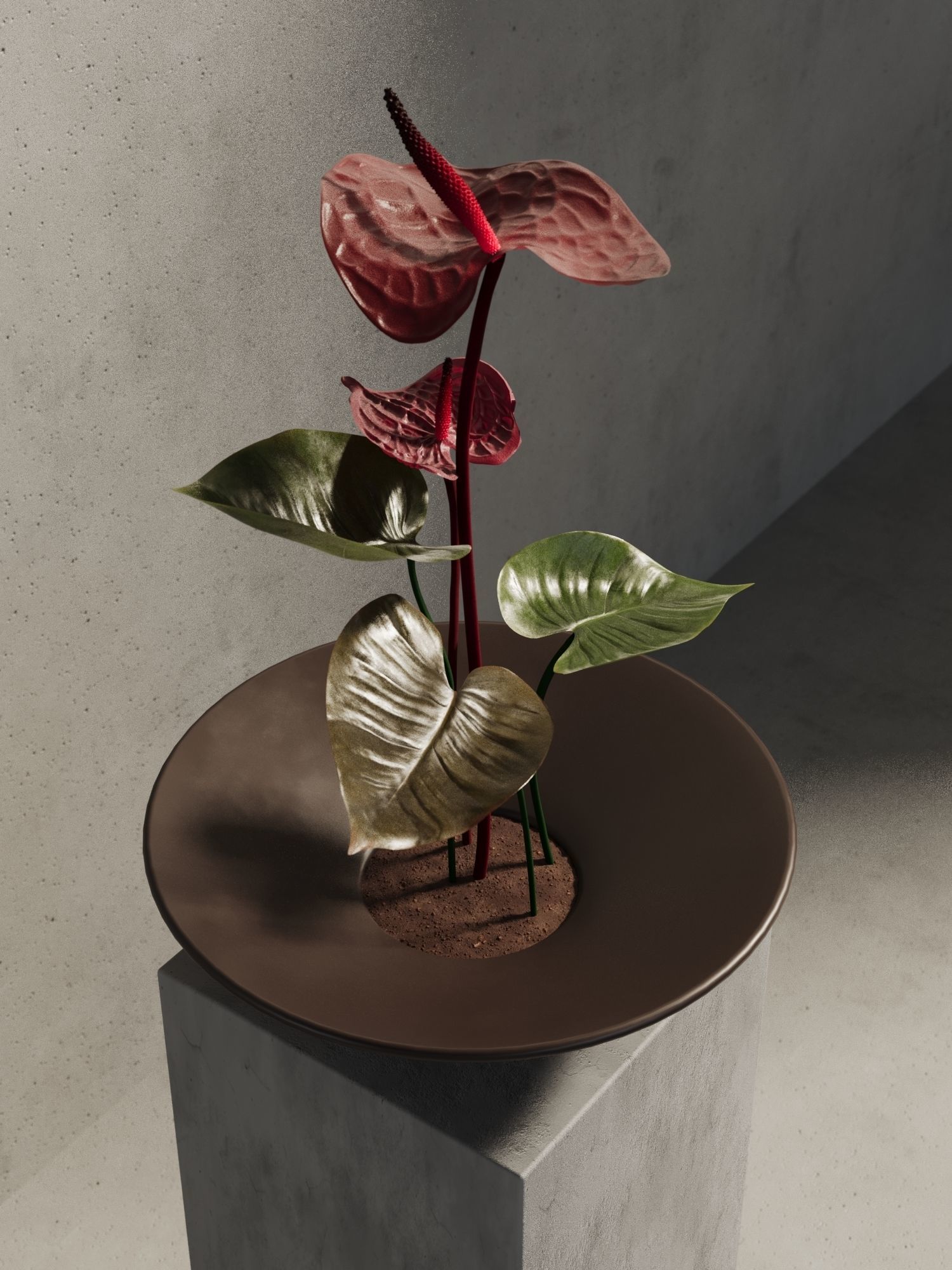 Anthurium Flower Tray 3D model_2