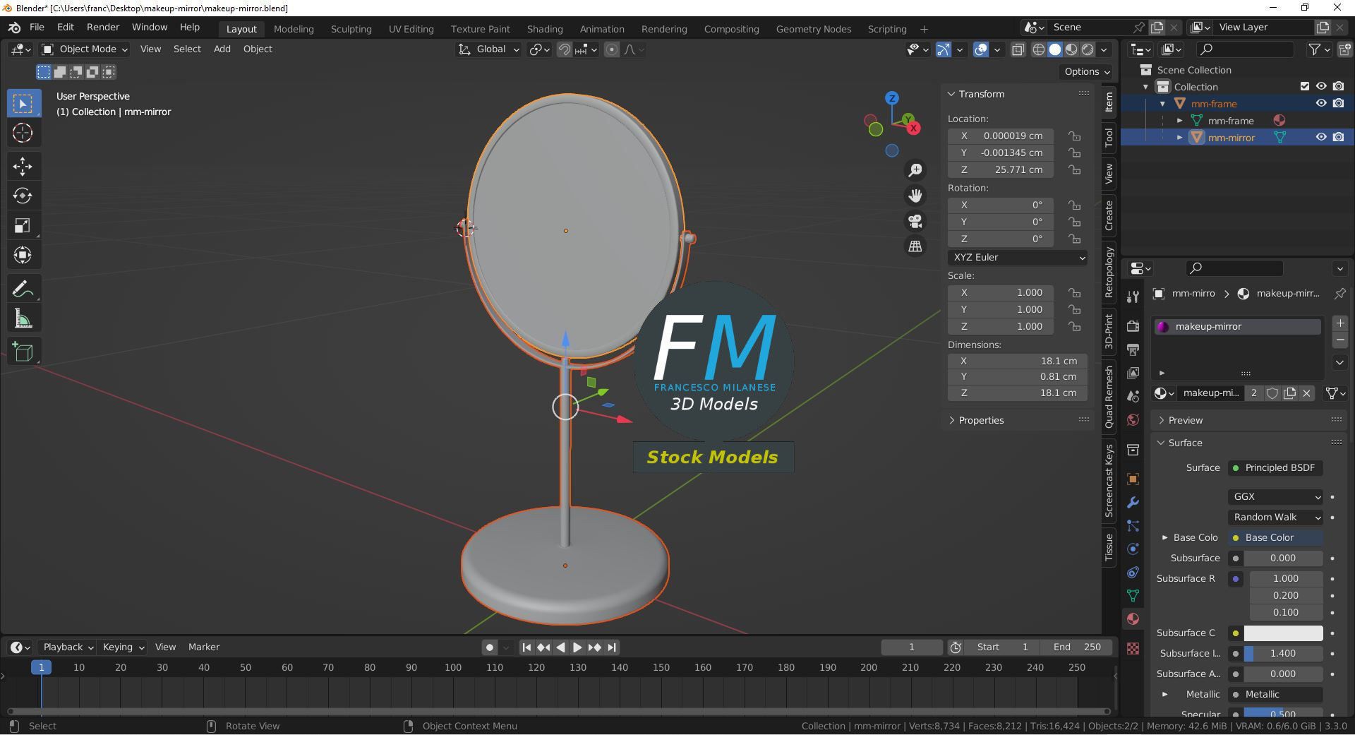 Makeup mirror 3D model_9
