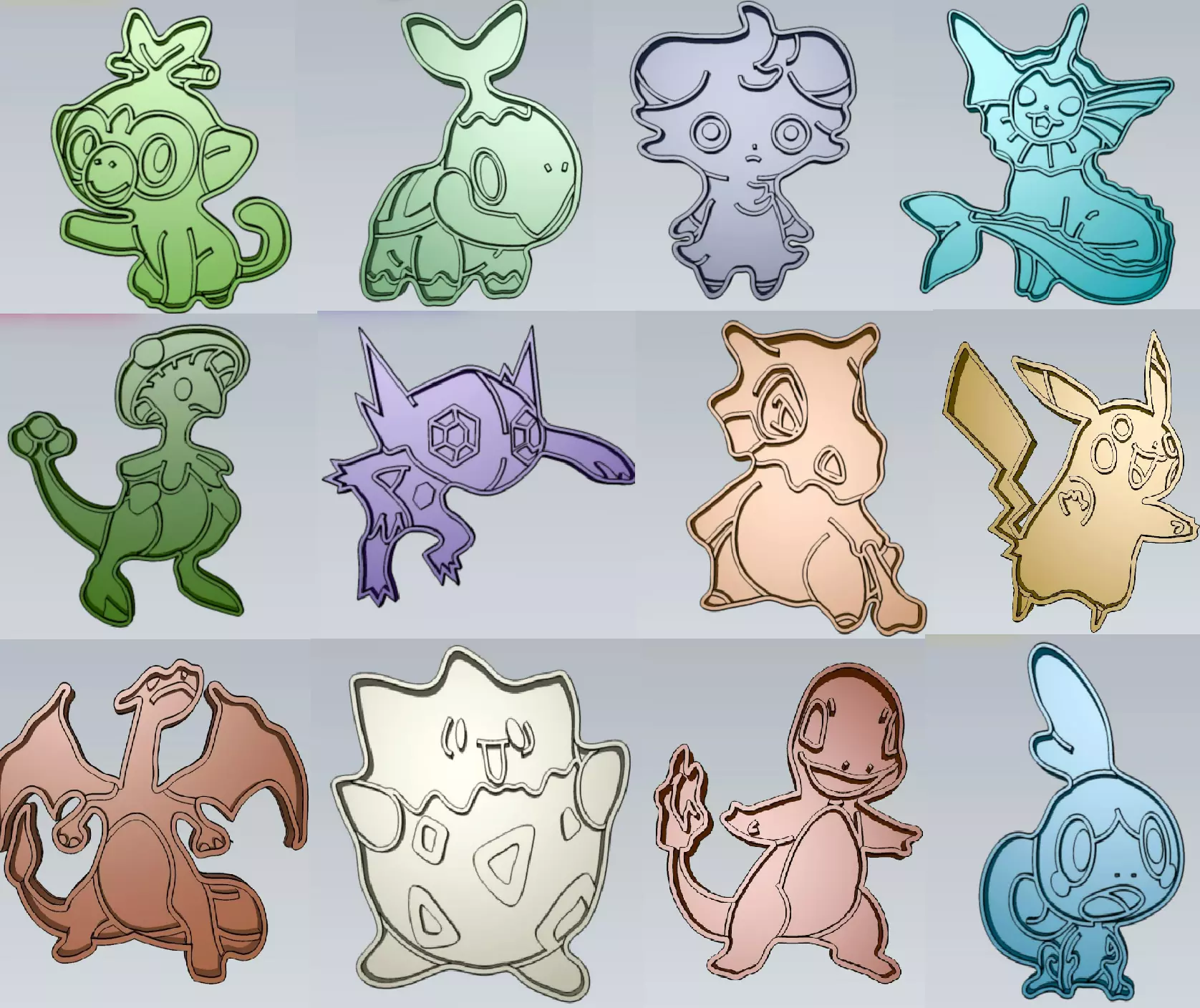 614 files of pokemon cookie cutters pack STL  3D print model_0