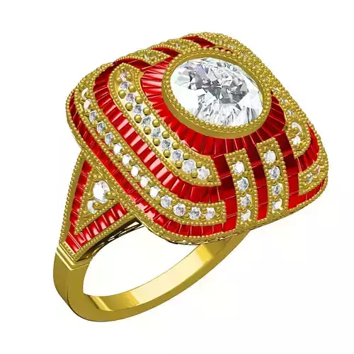 Round Bezel Set Cushion Dome Engagement Ring