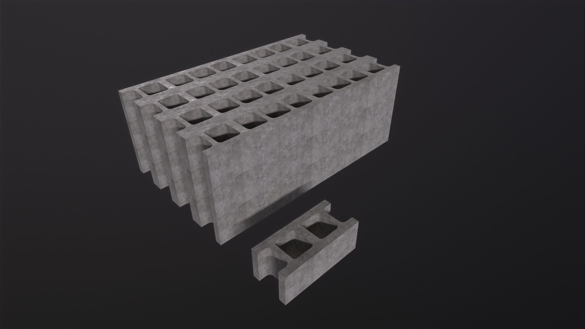 Cinder Blocks 3D Model Low-poly 3D model_2