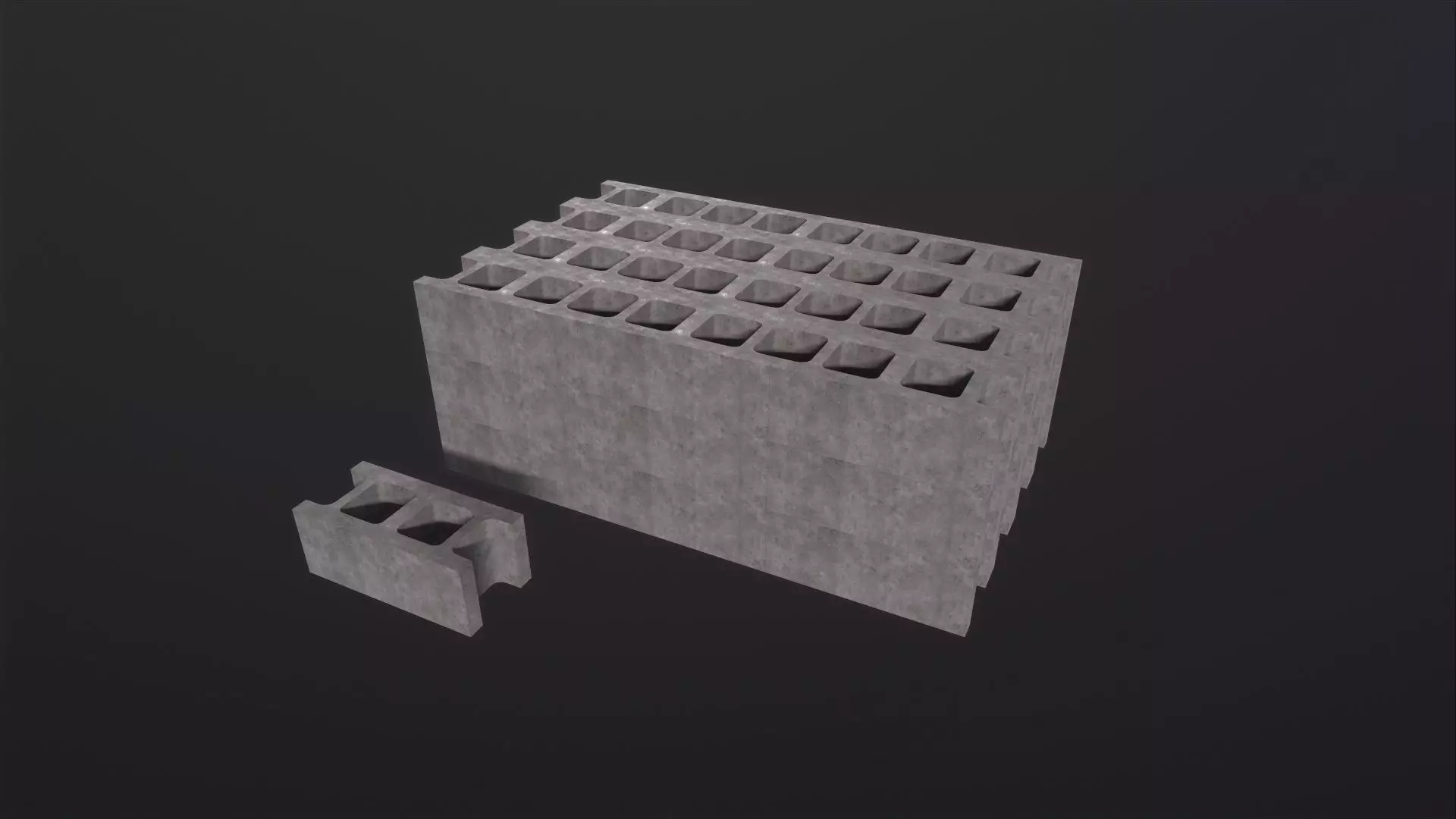 Cinder Blocks 3D Model Low-poly 3D model_0