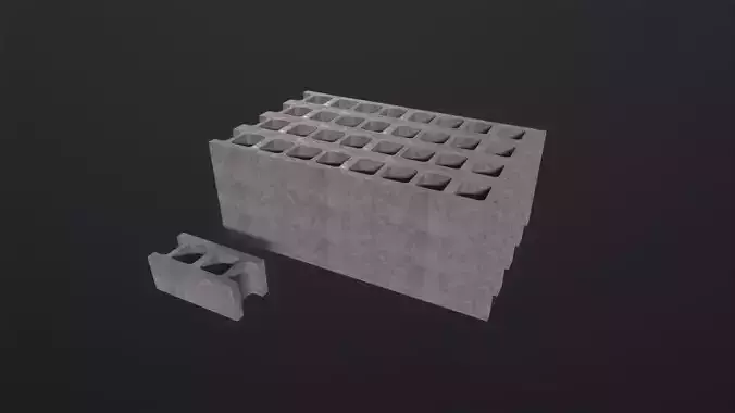 Cinder Blocks 3D Model Low-poly 3D model