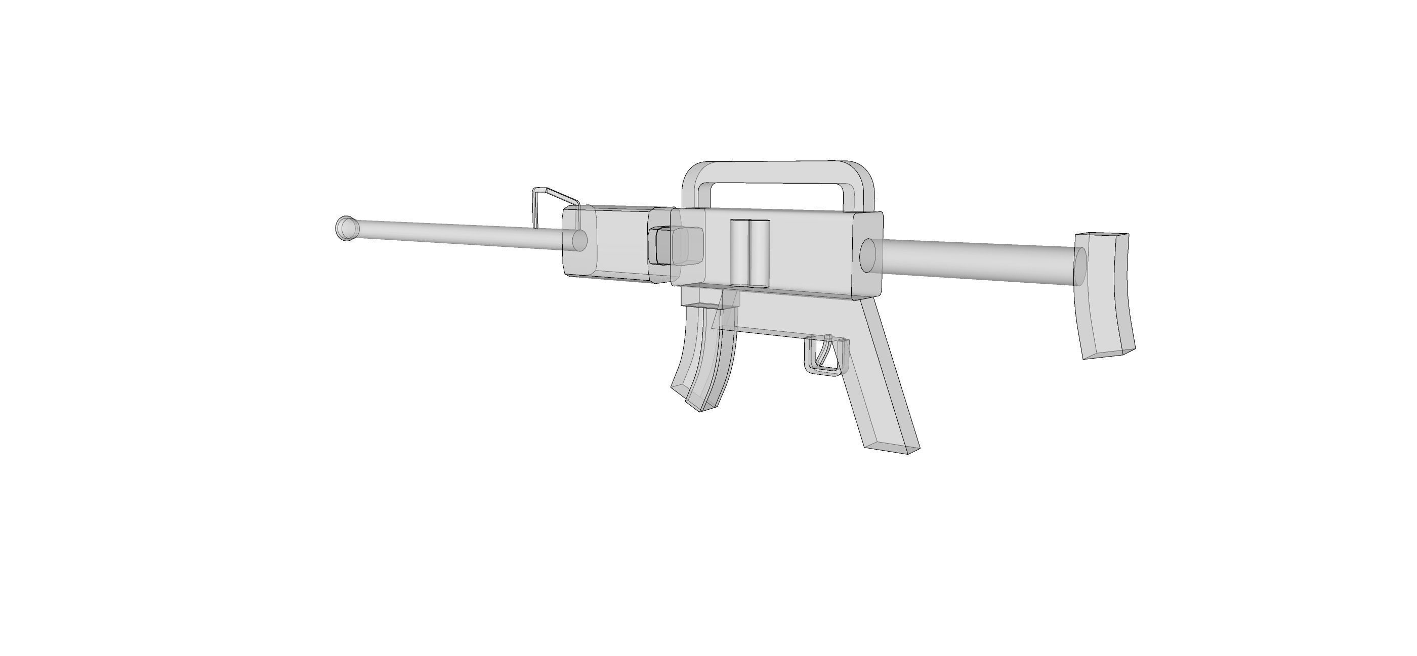 Rifle gun 3d model low poly Low-poly 3D model_2