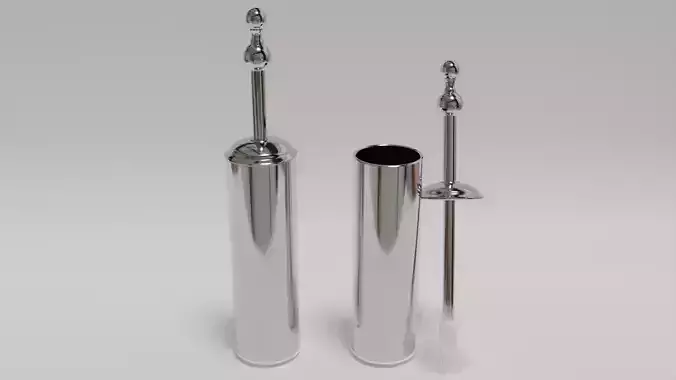 Minimalist Silver Toilet Brush A Modern Accent for Bathroom 3D model
