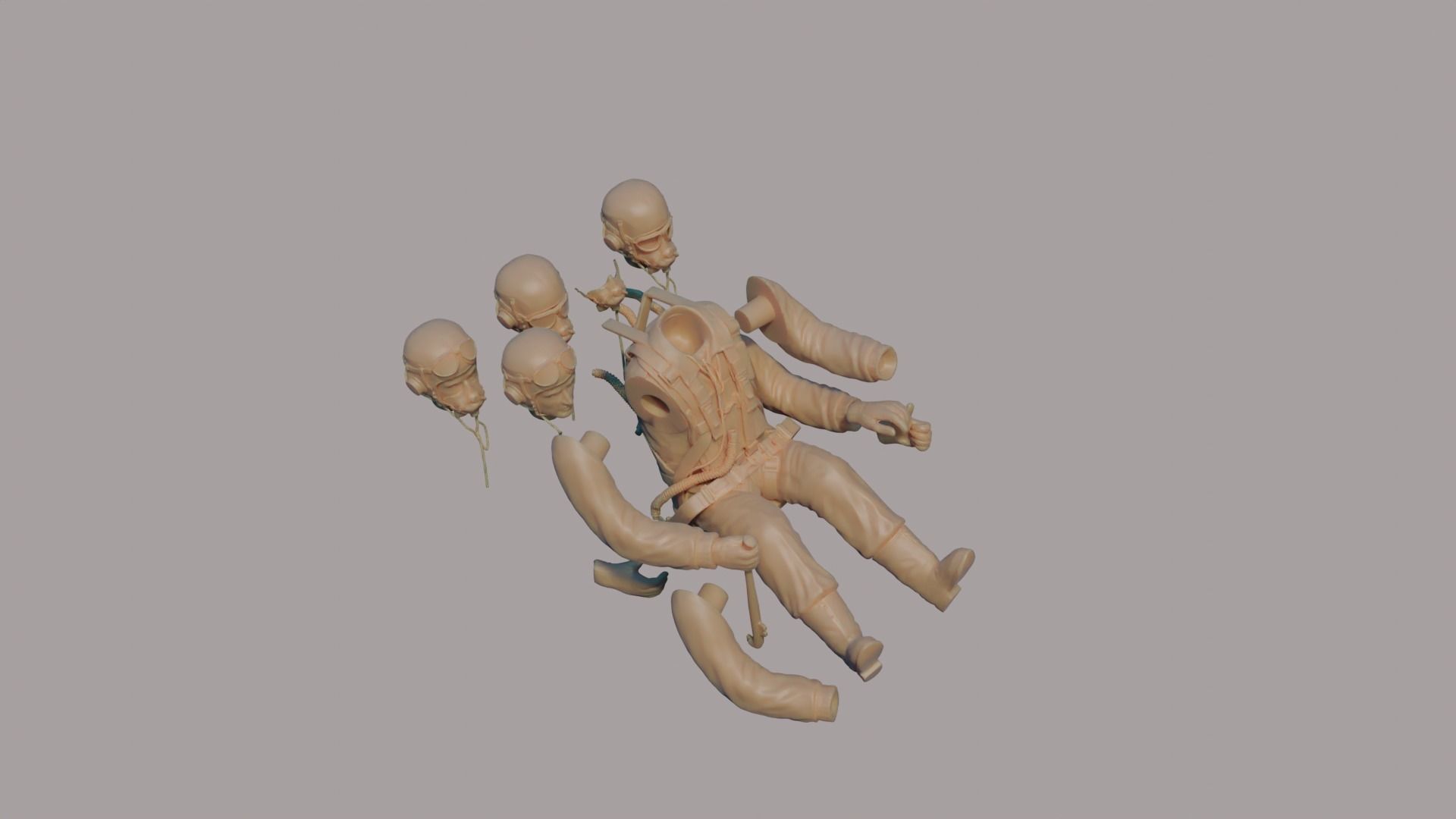 US WWII Fighter Pilot 3D print model_17