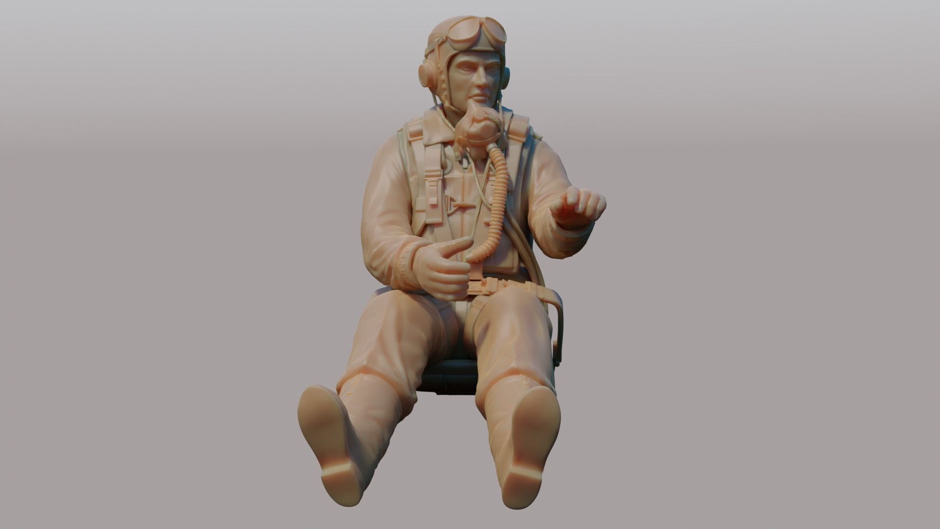 US WWII Fighter Pilot 3D print model_5