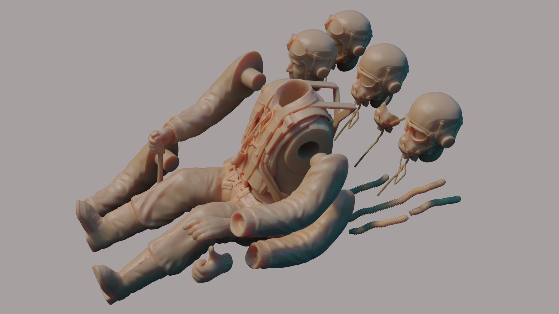 US WWII Fighter Pilot 3D print model_18