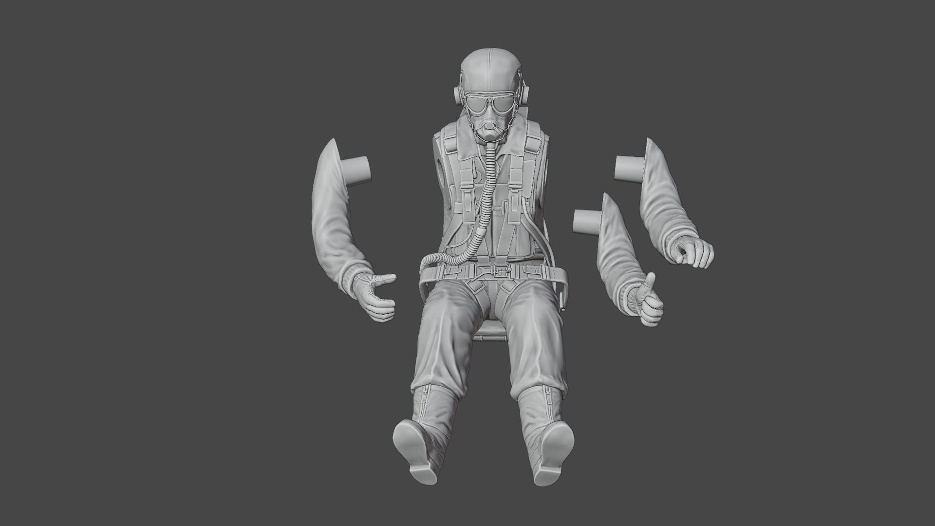 US WWII Fighter Pilot 3D print model_16