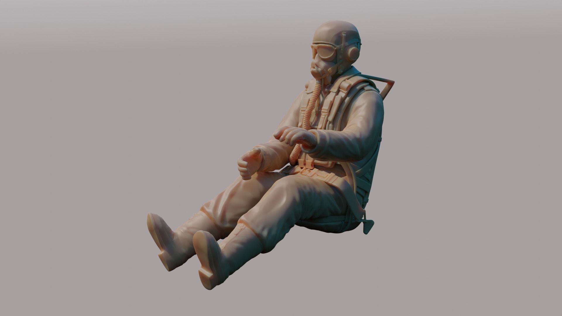 US WWII Fighter Pilot 3D print model_7