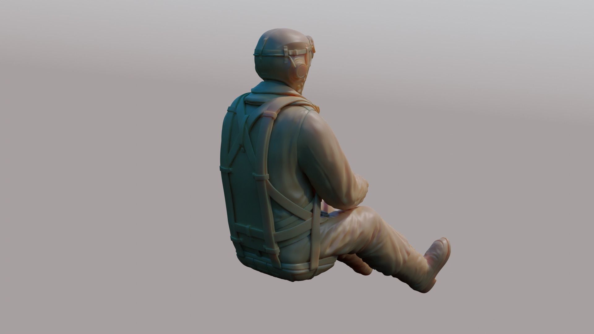 US WWII Fighter Pilot 3D print model_10