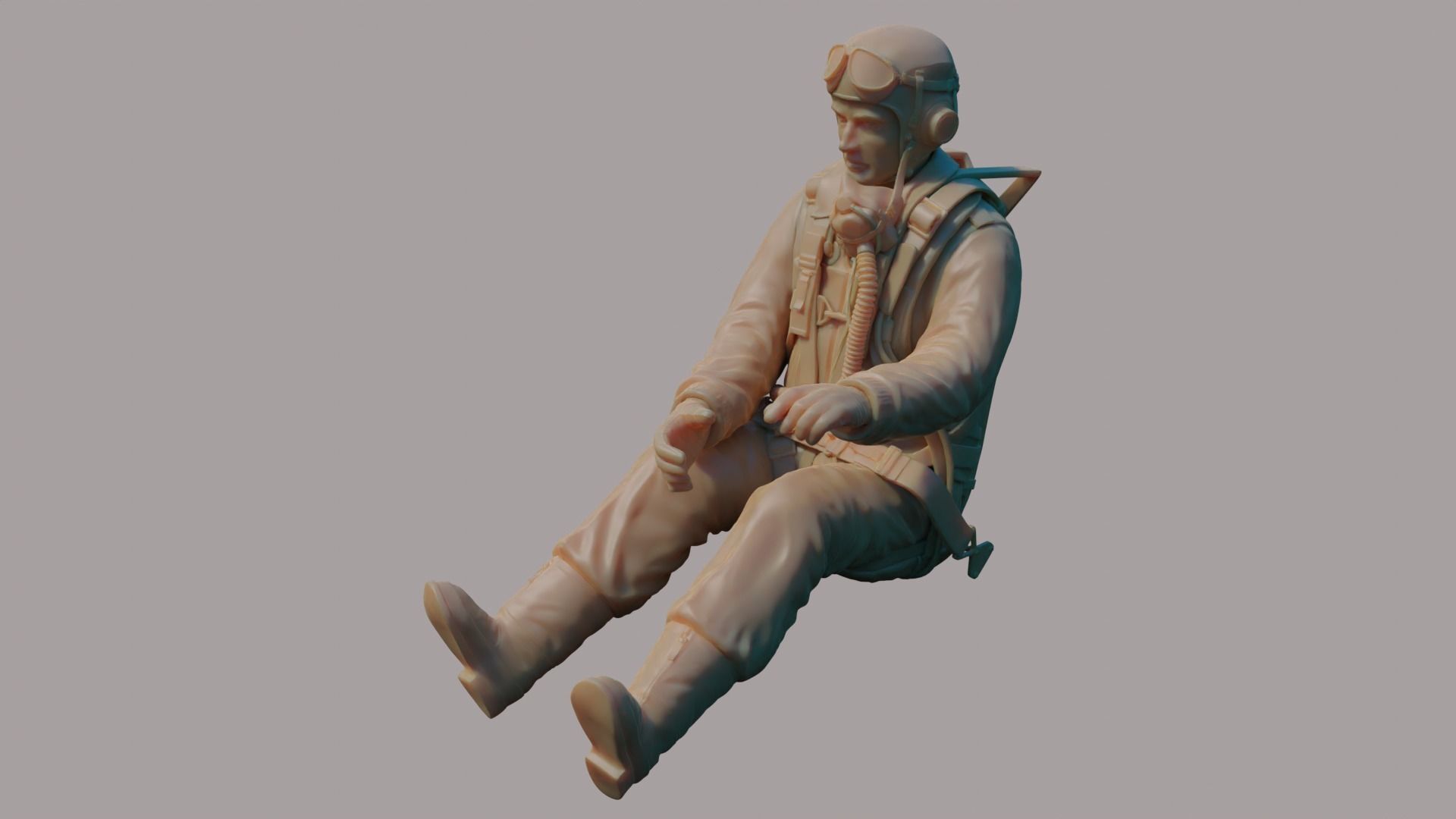 US WWII Fighter Pilot 3D print model_6
