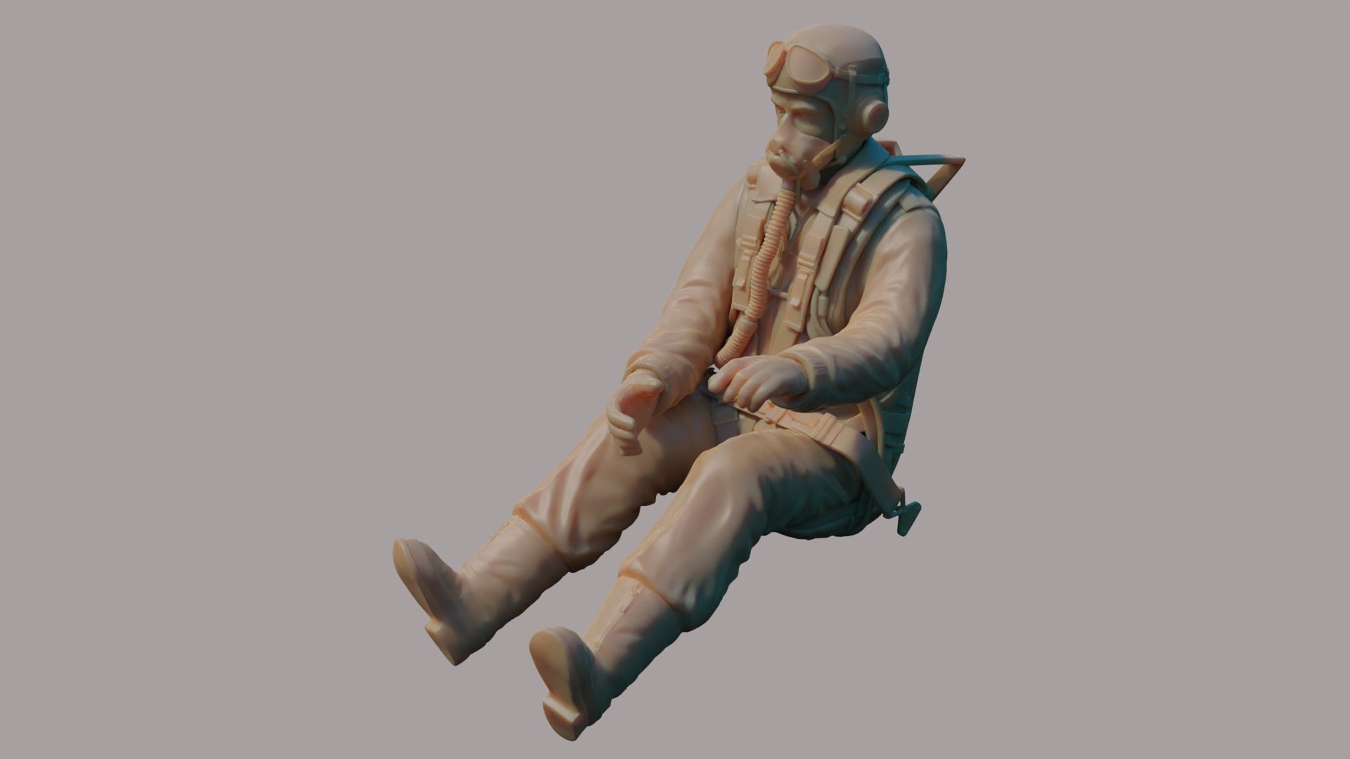 US WWII Fighter Pilot 3D print model_9