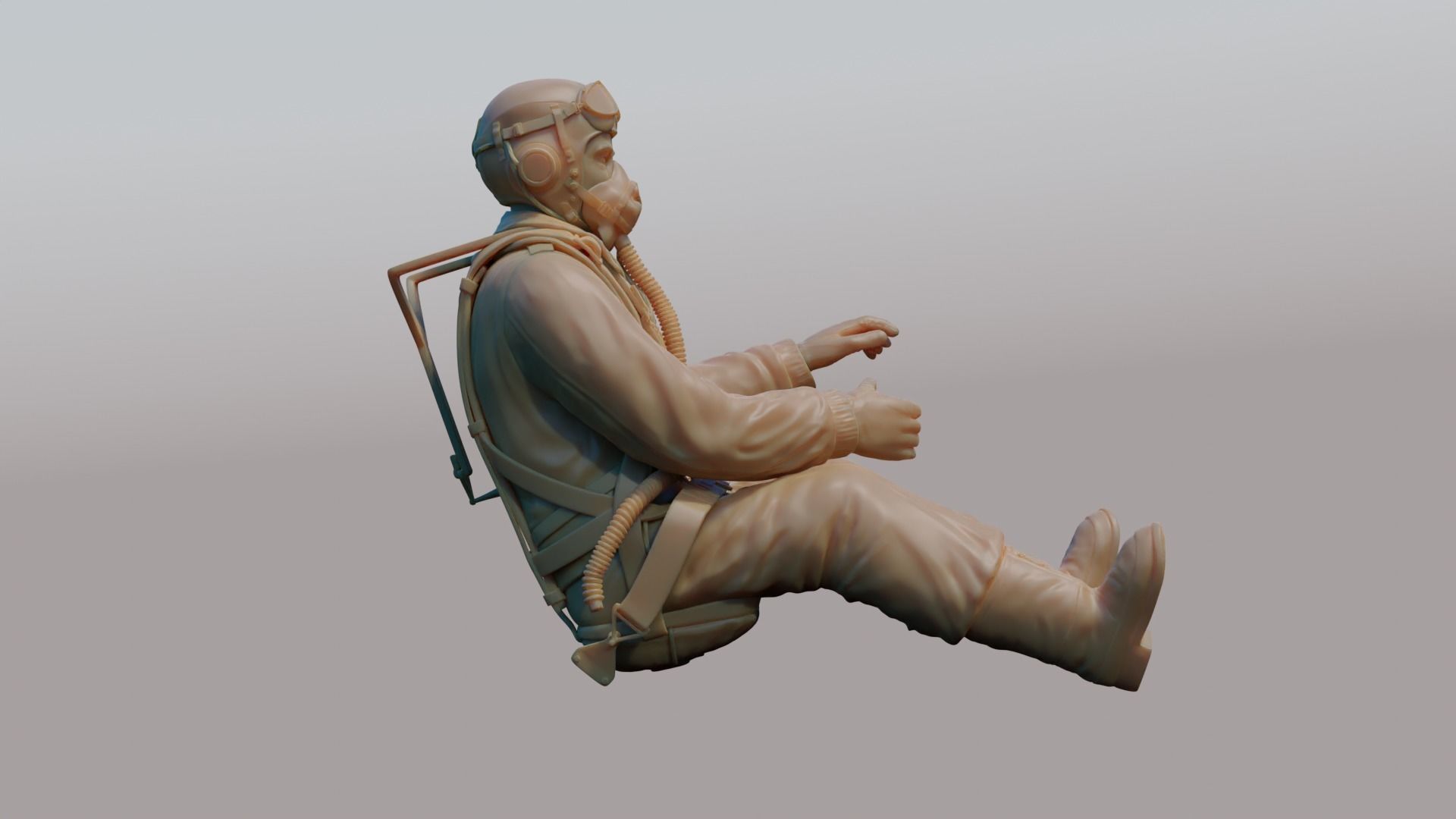 US WWII Fighter Pilot 3D print model_3