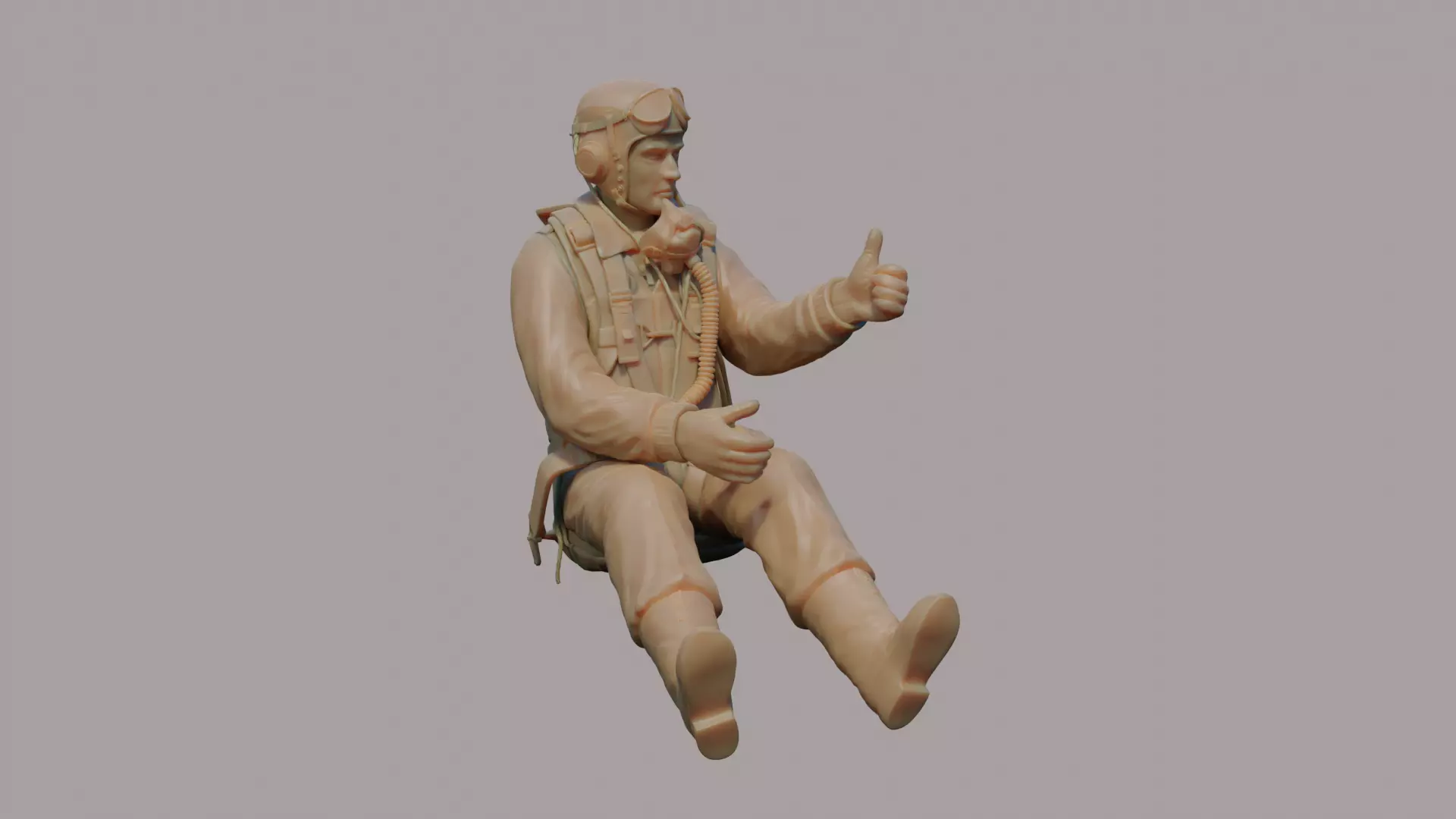 US WWII Fighter Pilot 3D print model_0