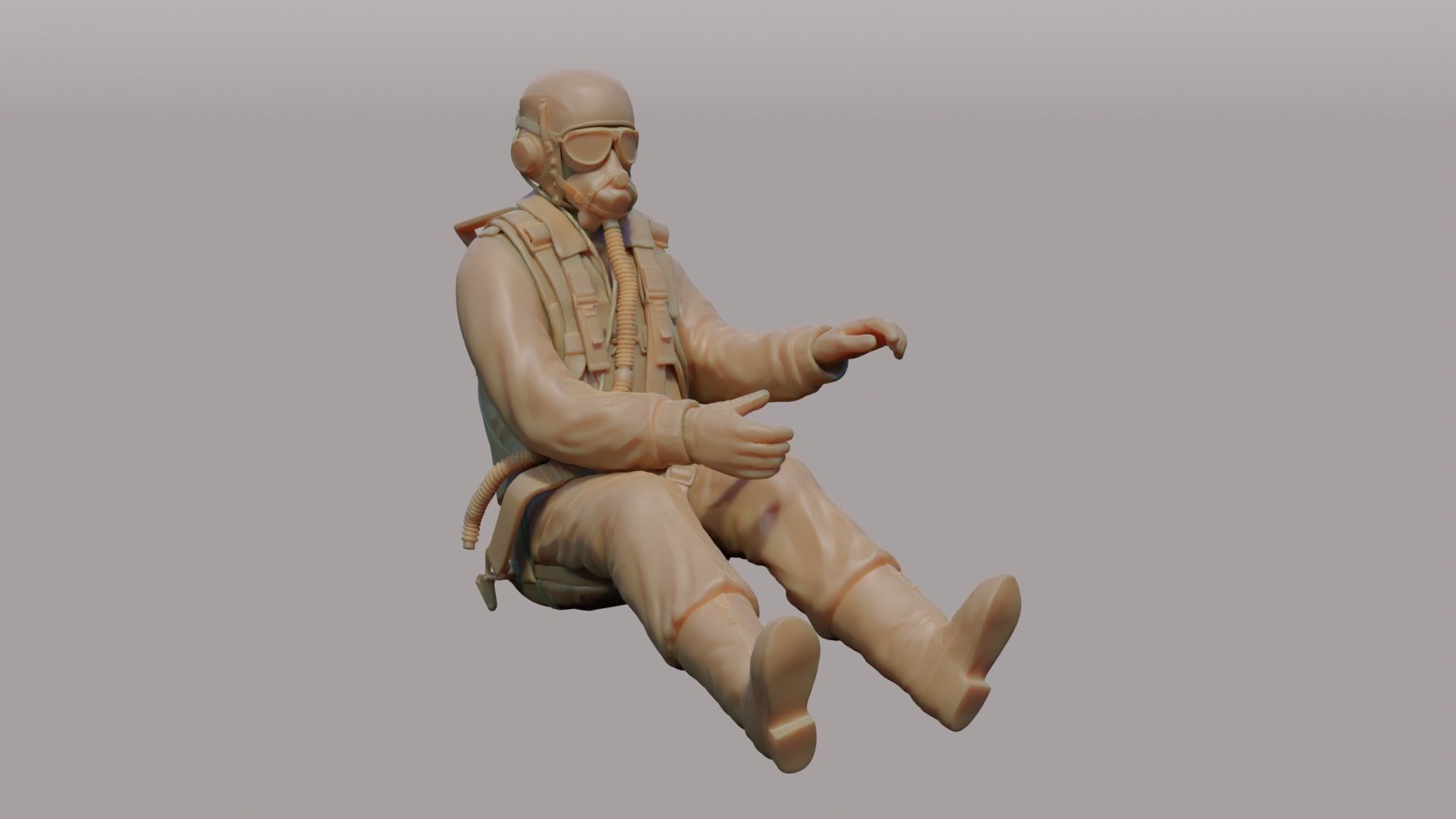 US WWII Fighter Pilot 3D print model_8