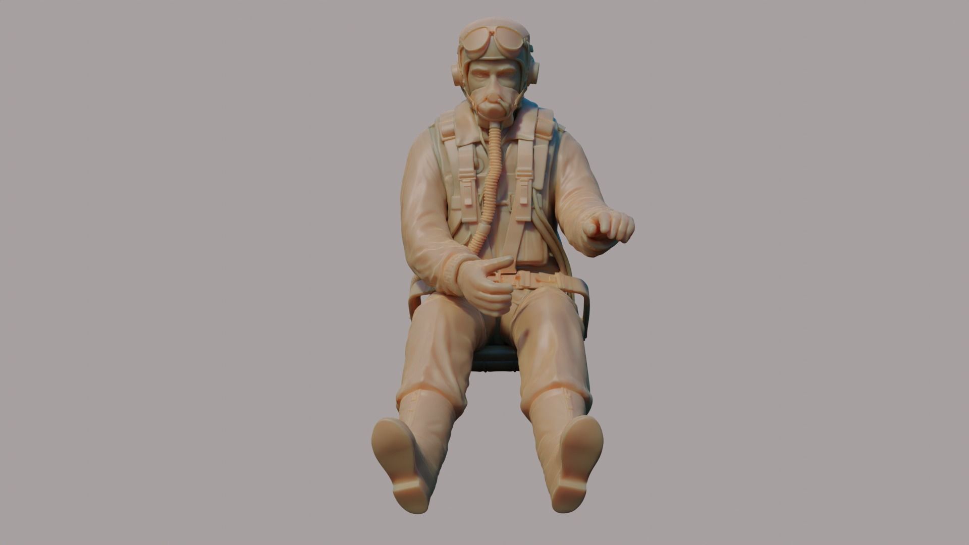 US WWII Fighter Pilot 3D print model_4