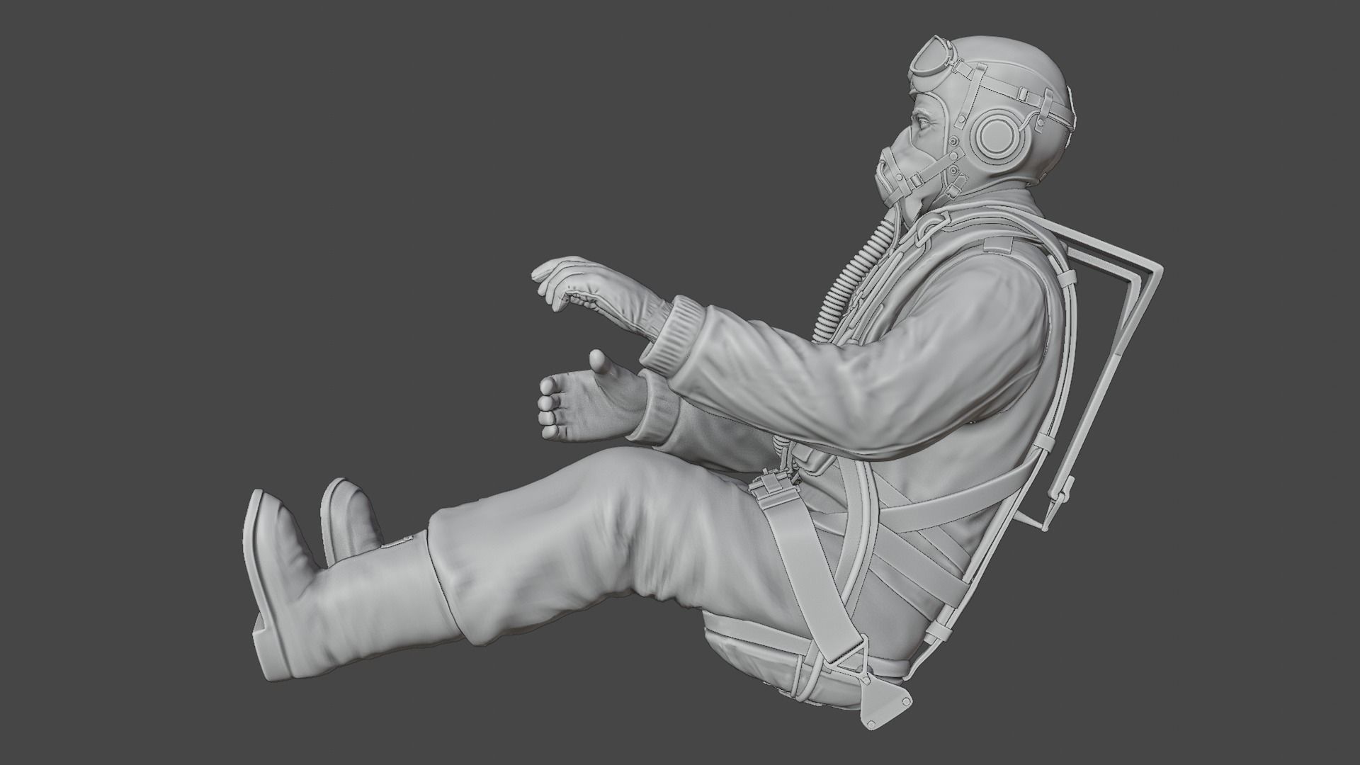 US WWII Fighter Pilot 3D print model_15