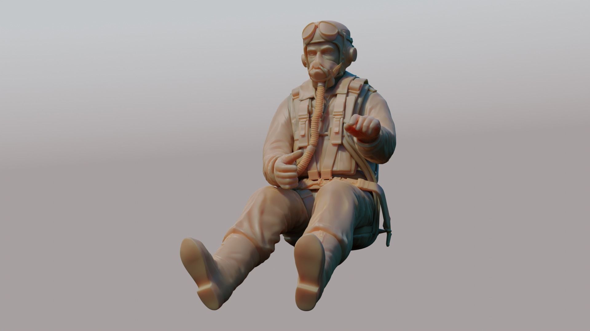 US WWII Fighter Pilot 3D print model_1
