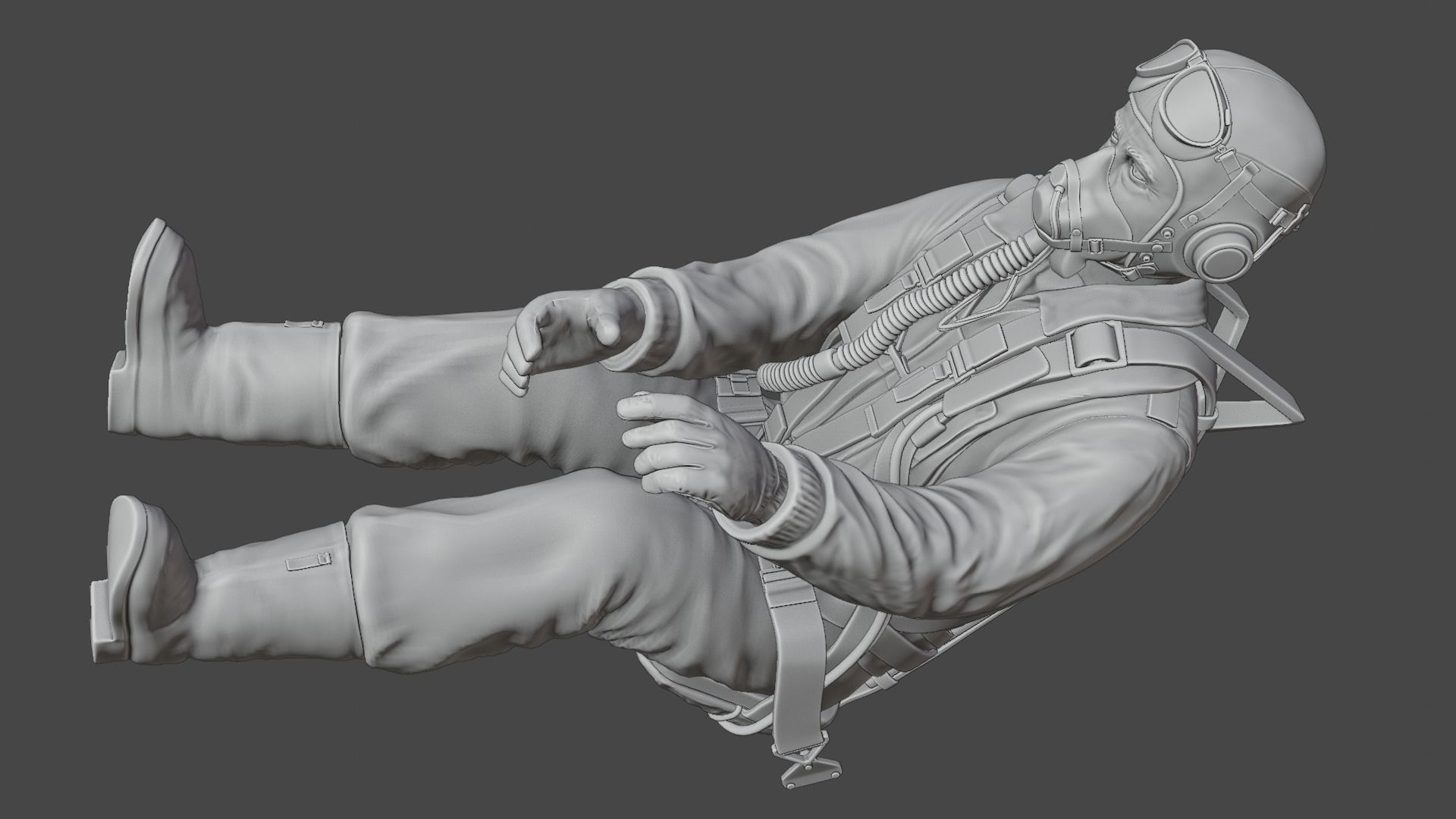 US WWII Fighter Pilot 3D print model_12