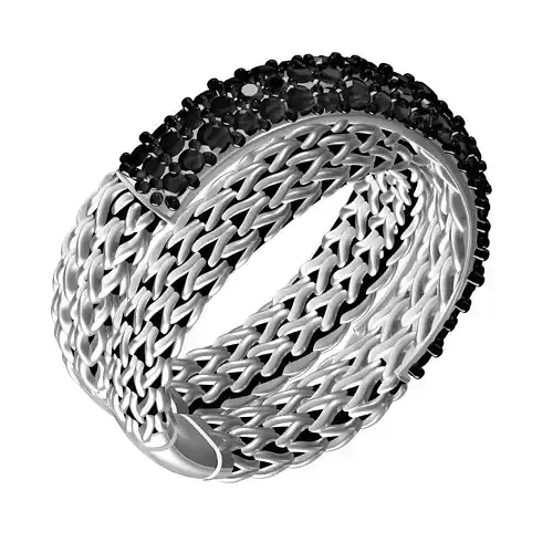 Antique Overlapping Chain Black Diamond Ring for Women