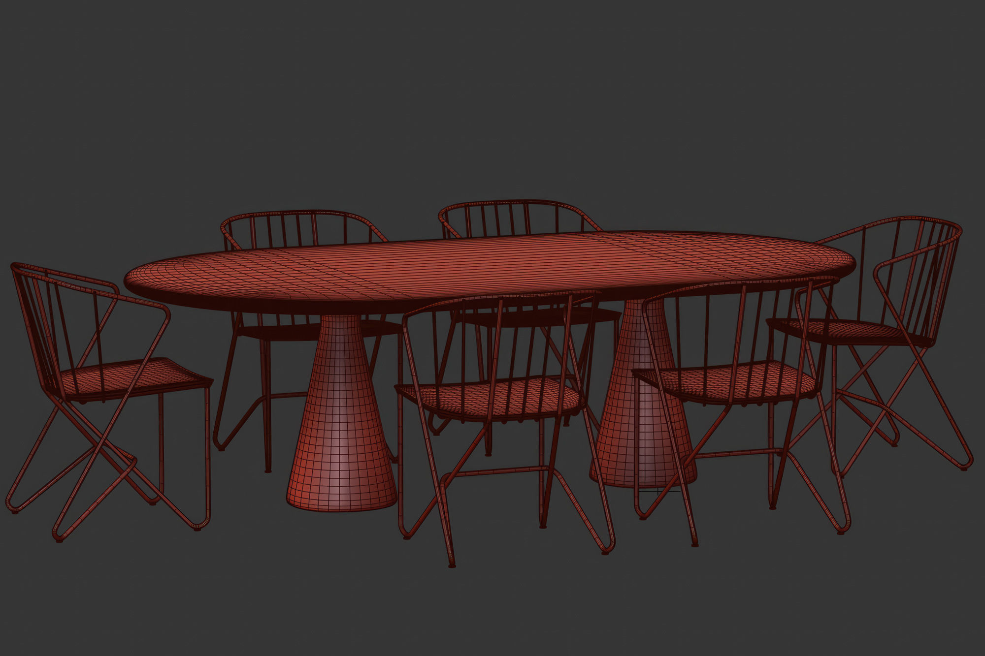 Outdoor garden furniture set v17  3D model_9