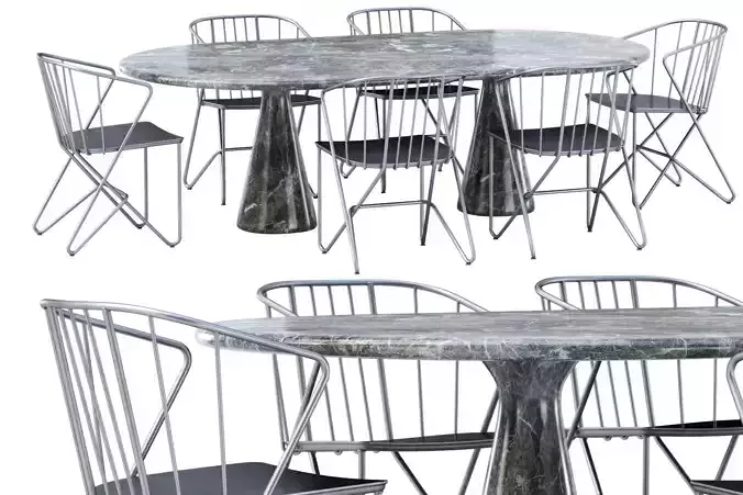 Outdoor garden furniture set v17  3D model