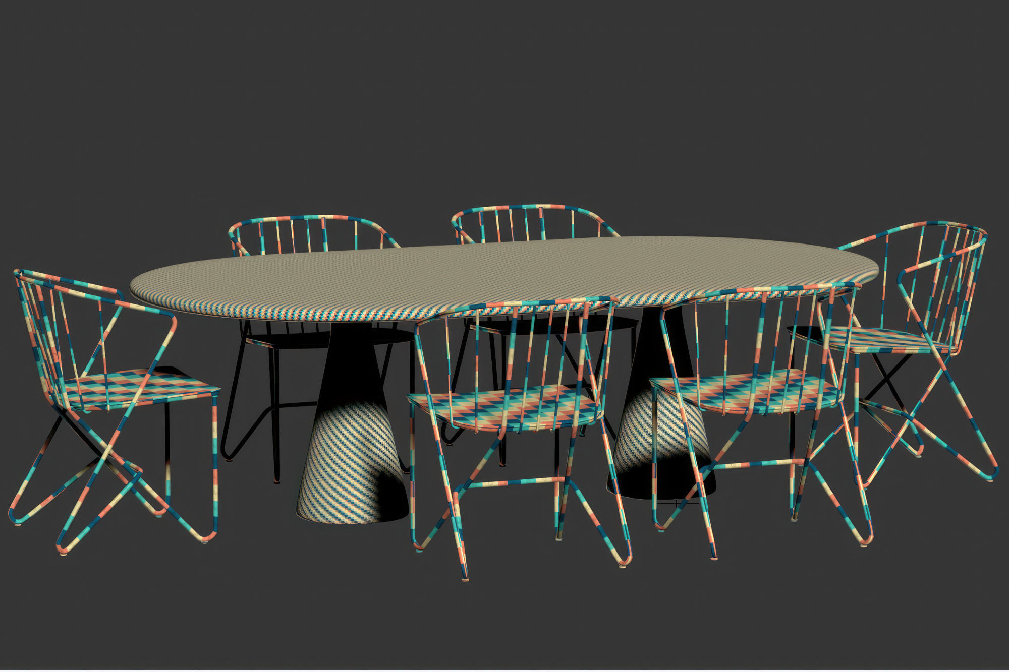 Outdoor garden furniture set v17  3D model_7