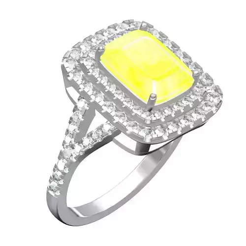 Cushion Cut Diamond Double Halo Split Shank Engagement Ring