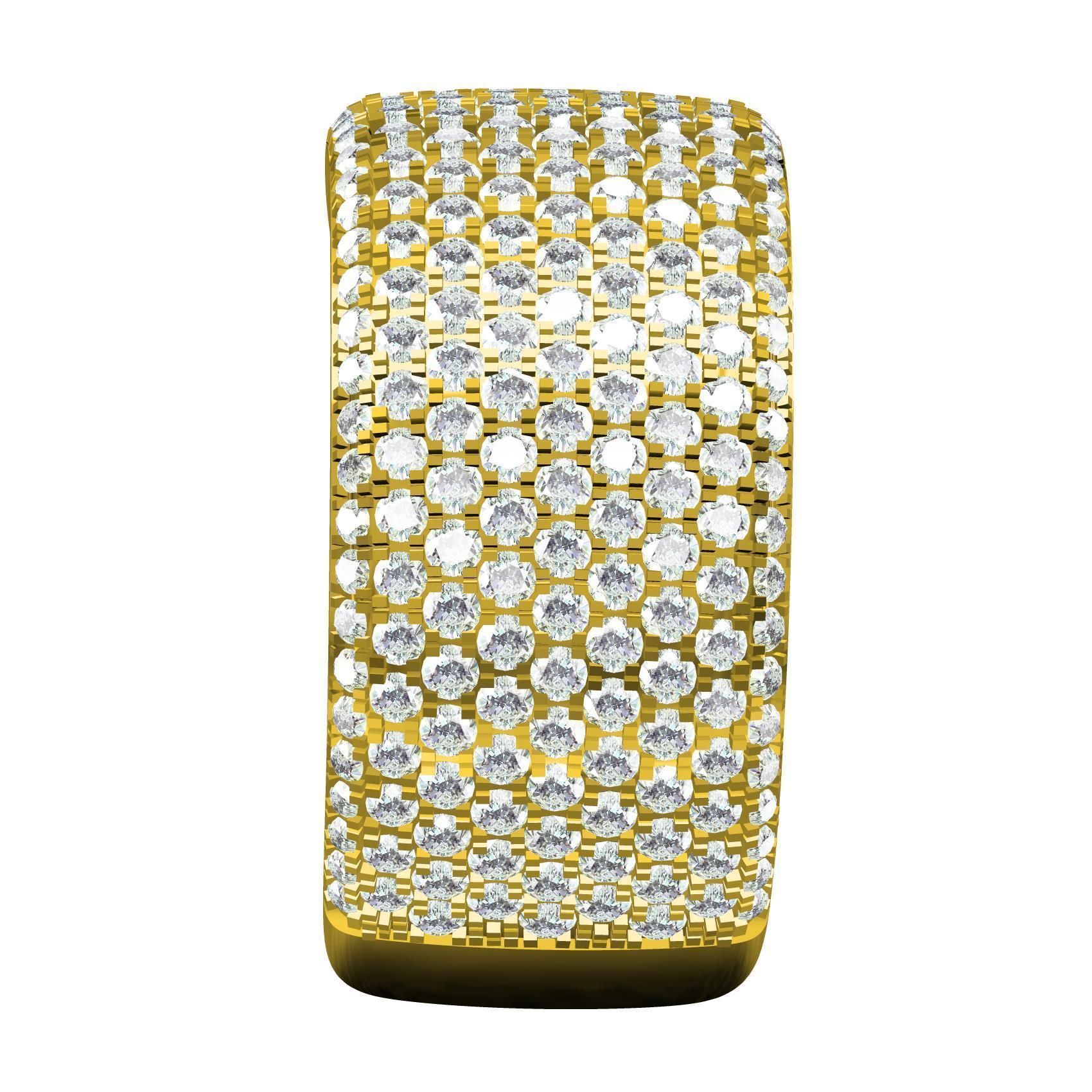 Pave Set Round Diamond Ring 3D print model_8