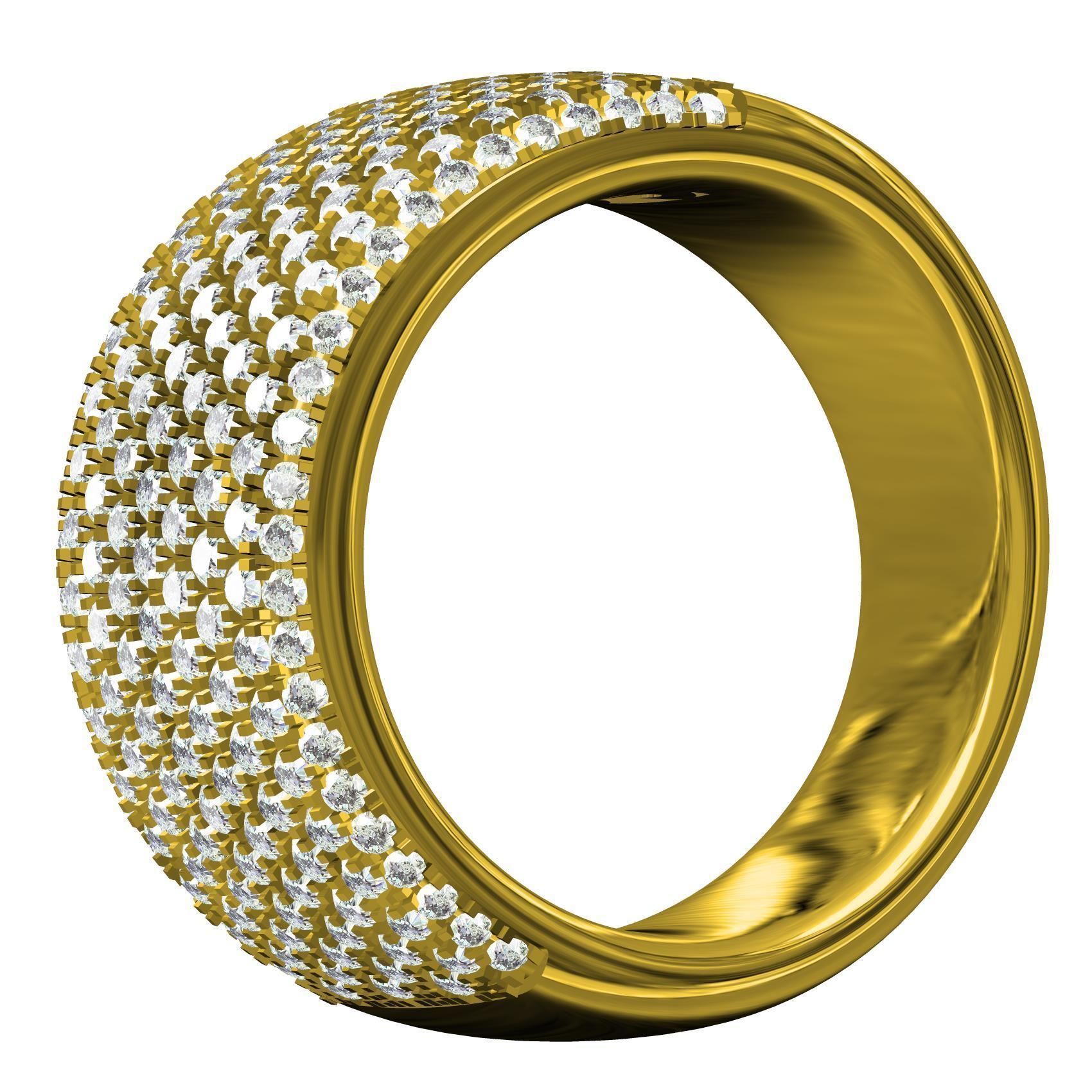Pave Set Round Diamond Ring 3D print model_3