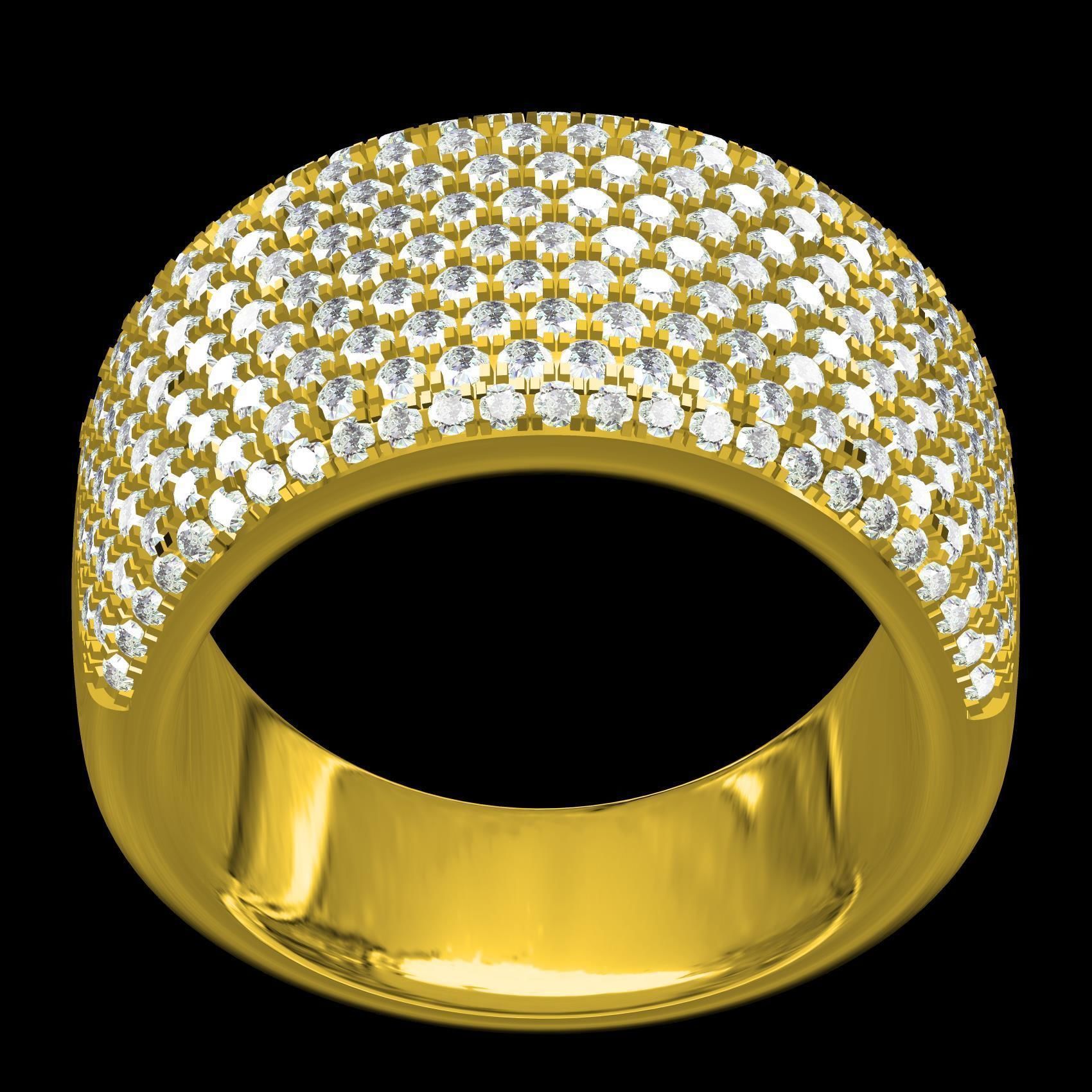 Pave Set Round Diamond Ring 3D print model_9