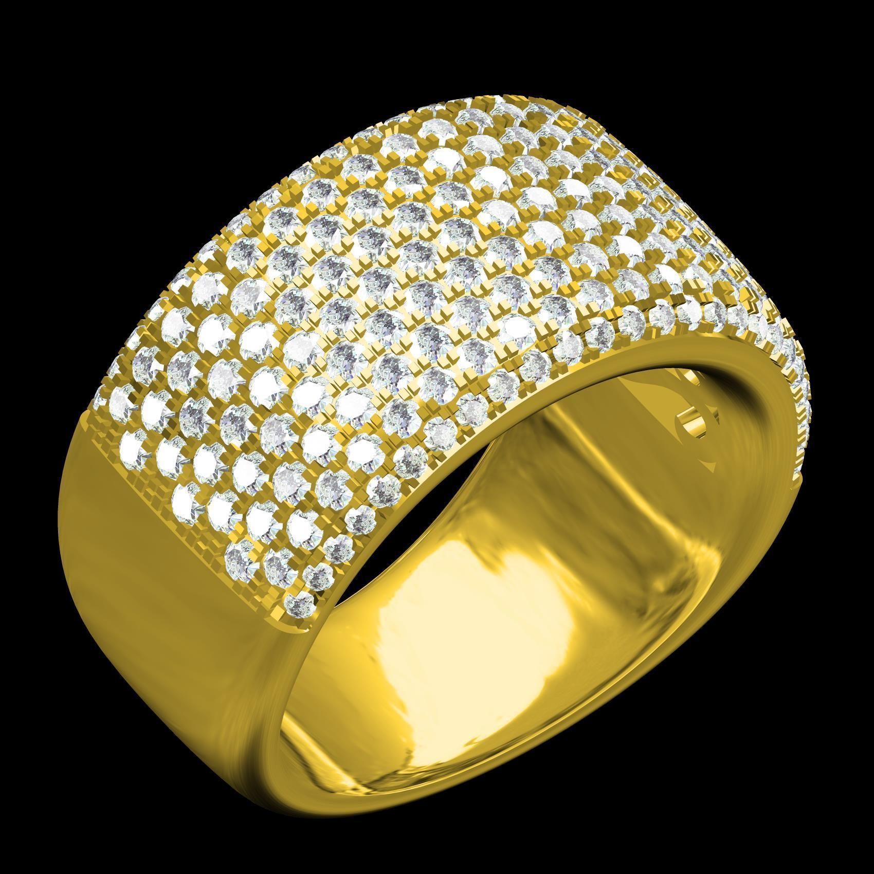 Pave Set Round Diamond Ring 3D print model_11