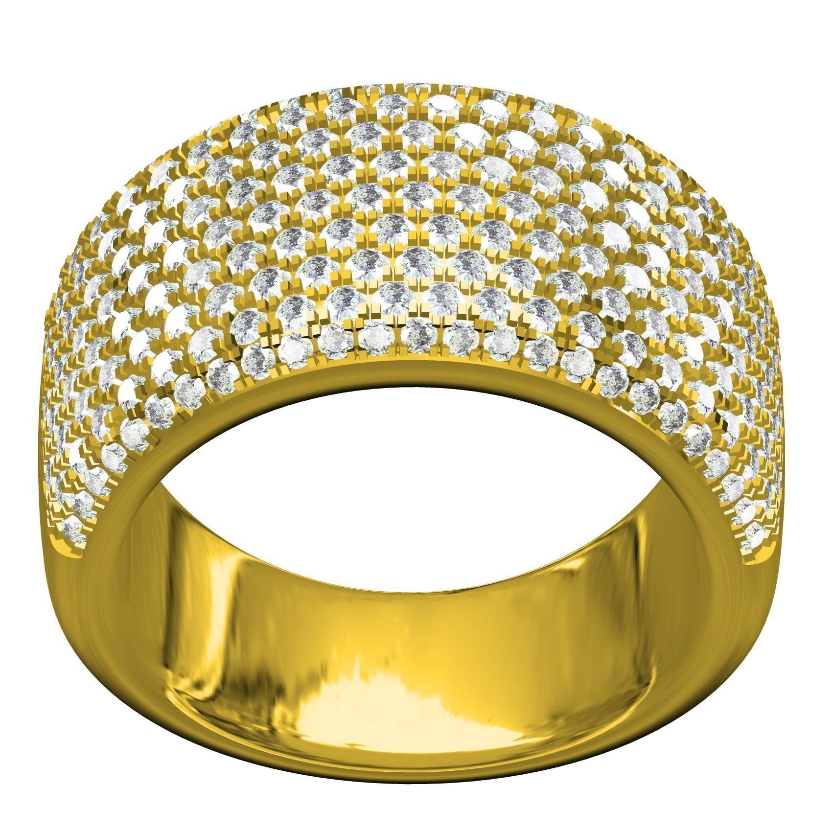 Pave Set Round Diamond Ring 3D print model_2